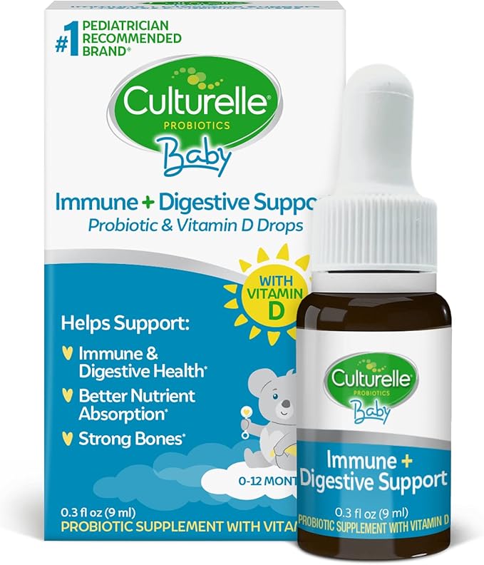 Culturelle Gotas de probióticos y vitamina D para bebés y apoyo digestivo