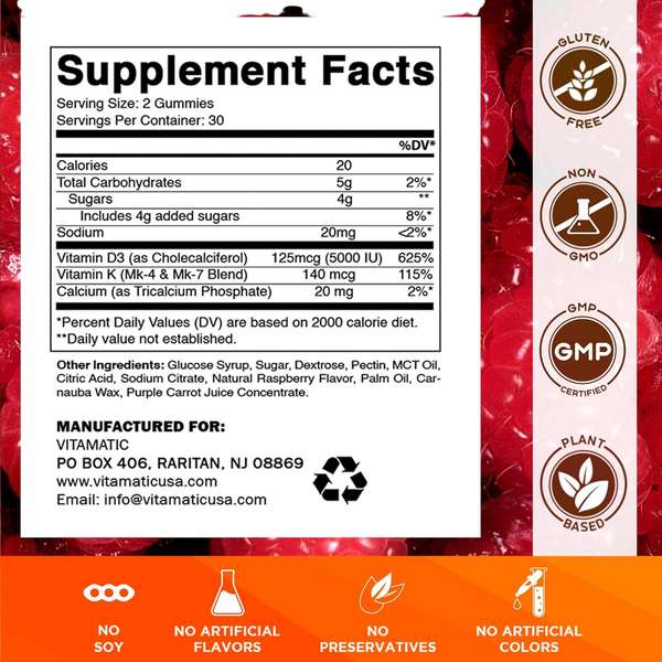 Gomitas de vitamina D3+K2