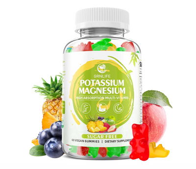 Gomitas de suplemento de potasio y magnesio + multivitaminas