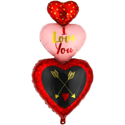 Globo 3 Corazones 54 x 115 Cm