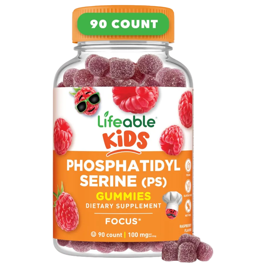 Lifeable Fosfatidilserina (ps100) Kids  Gomitas de enfoque para niños de 100 mg