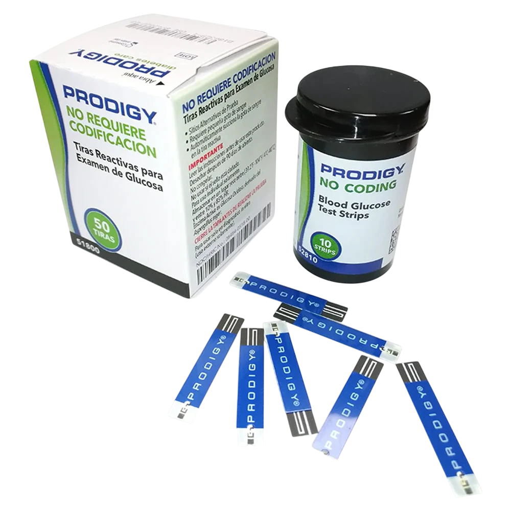 Tiras reactivas Glucometro Prodigy No Coding (bote 50 tiras)