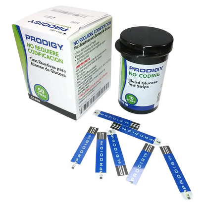 Tiras reactivas Glucometro Prodigy No Coding (bote 50 tiras)