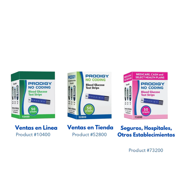 Tiras reactivas Glucometro Prodigy No Coding
