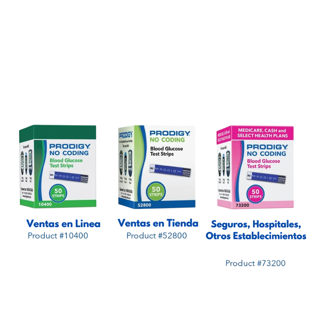 Tiras reactivas Glucometro Prodigy No Coding (bote 50 tiras)
