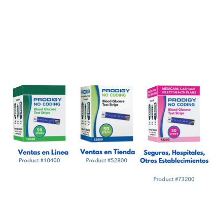 Tiras reactivas Glucometro Prodigy No Coding (bote 50 tiras)