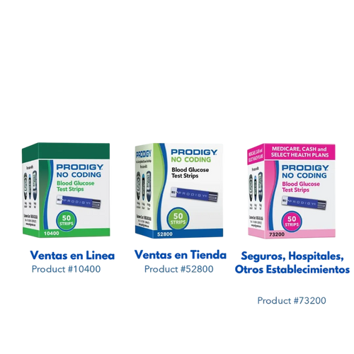 Tiras reactivas Glucometro Prodigy No Coding (bote 50 tiras)
