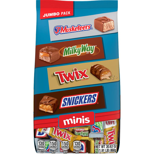 Snickers, Twix, Milky Way Y 3 Musketeers Paquete Variado de Chocolates Minis 868 g