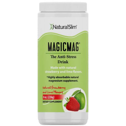 NaturalSlim - Bebida antiestrés, polvo de citrato de magnesio puro con sabor a fresa y lima