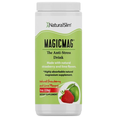 NaturalSlim Bebida Antiestrés Citrato de Magnesio en Polvo Sabor Fresa-Lima 226g